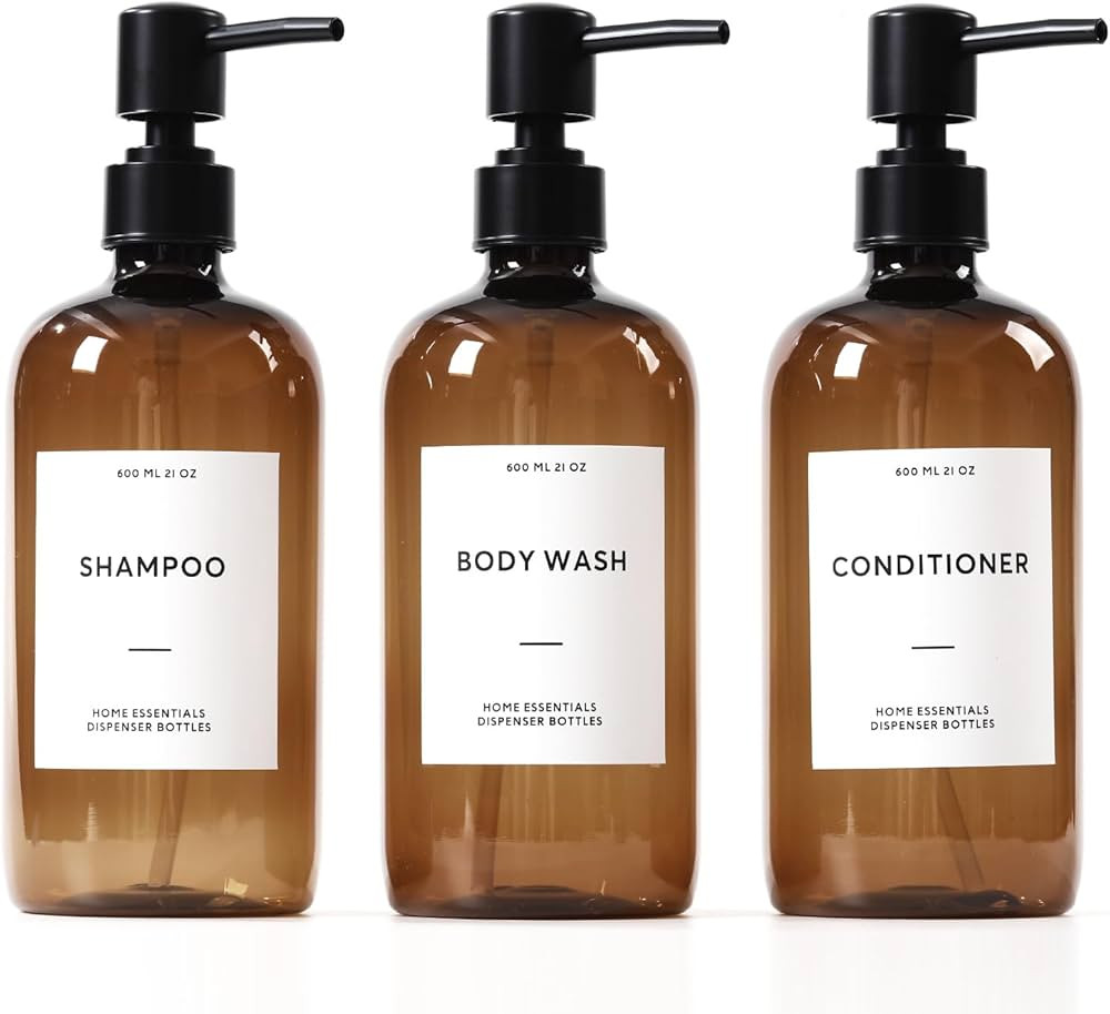 HOMCDALY Shampoo and Conditioner Dispenser, 21oz 3-Pack Refillable Shampoo and Conditioner Bottle... | Amazon (US)
