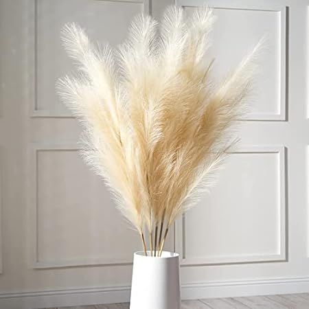 Beautiful Faux Pampas Grass 3 pcs 43"/110cm Beige. with Large Fluffy Tops & Tall Sturdy Stems. Ideal | Amazon (US)