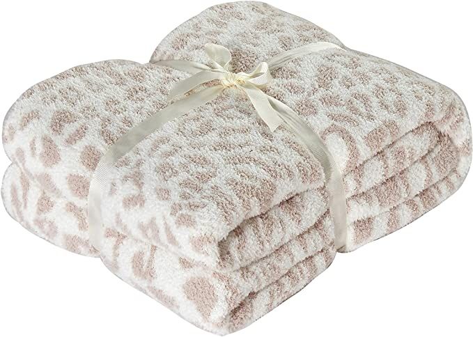 Polyester Microfiber Fluffy Leopard Knitted Throw Blanket Super Soft Cozy Lightweight Blanket for... | Amazon (US)