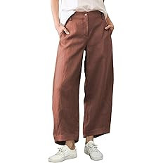 Tanming Womens Linen Pants Casual Capri Baggy Wide Leg Trousers Palazzo Pants Beach Vacation Outf... | Amazon (US)