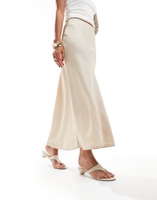 Vila satin maxi skirt in sand | ASOS (Global)