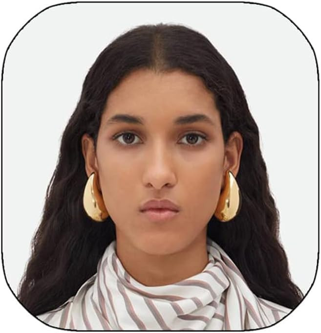 Chunky Gold Hoop Earrings for Women，18K Gold Plated Lightweight Hollow Open Thick Teardrop Earr... | Amazon (US)