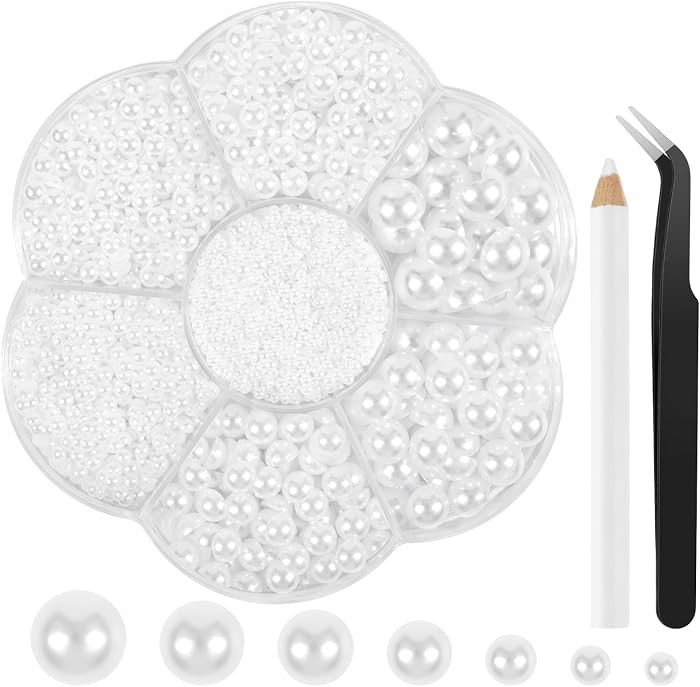 6800 Pcs Flatback Pearls Kits 2/3/4/5/6/8/10mm Half Round Pearls for Crafts with Pickup Pencil Tw... | Amazon (US)