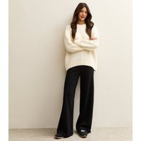 Women's Black Elasticated Waist Wide Leg Trousers New Look | New Look (UK)