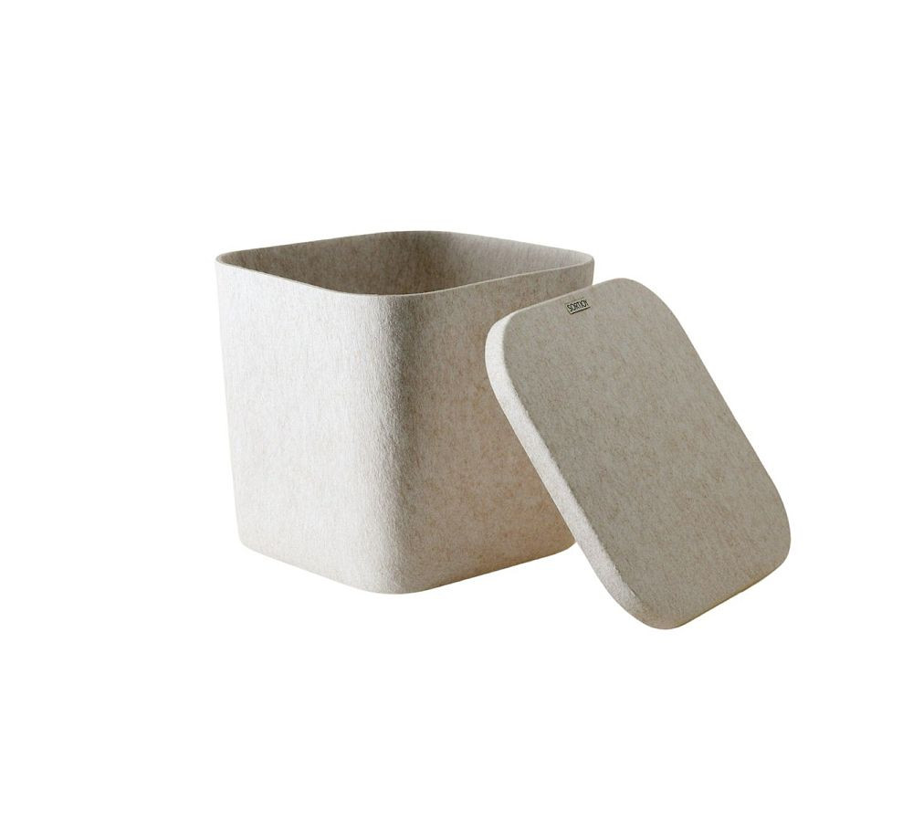Felt Sculpted Bins with Lids | Pottery Barn (US)