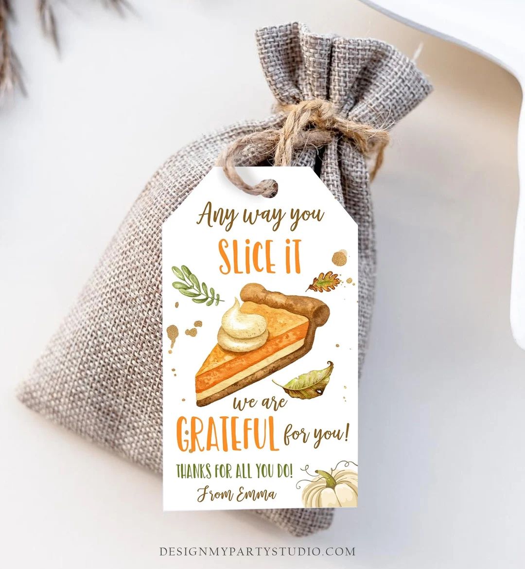 Editable Thanksgiving Gift Tags Grateful Pumpkin Pie Tag - Etsy | Etsy (US)