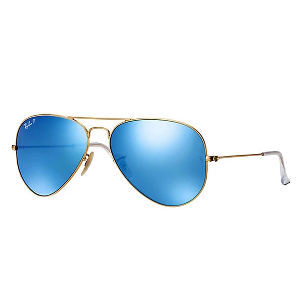 Men's Ray-Ban Aviator Mirror Polarized Sunglasses Matte Gold/Blue Polarized | Scheels