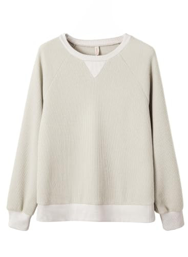 SHEWIN Womens Waffle Long Sleeves Shirts Tops Crewneck Sweatshirts | Amazon (US)