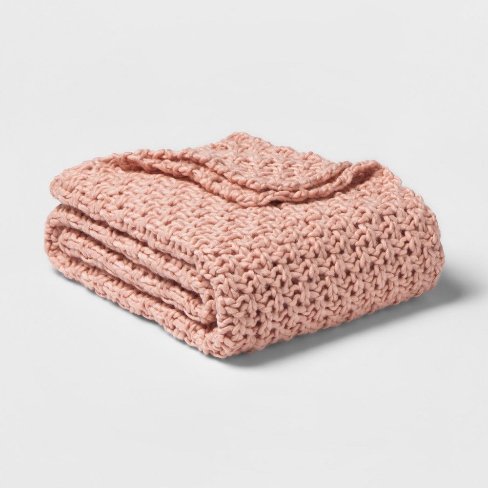Chunky Knit Throw Pink - Threshold | Target