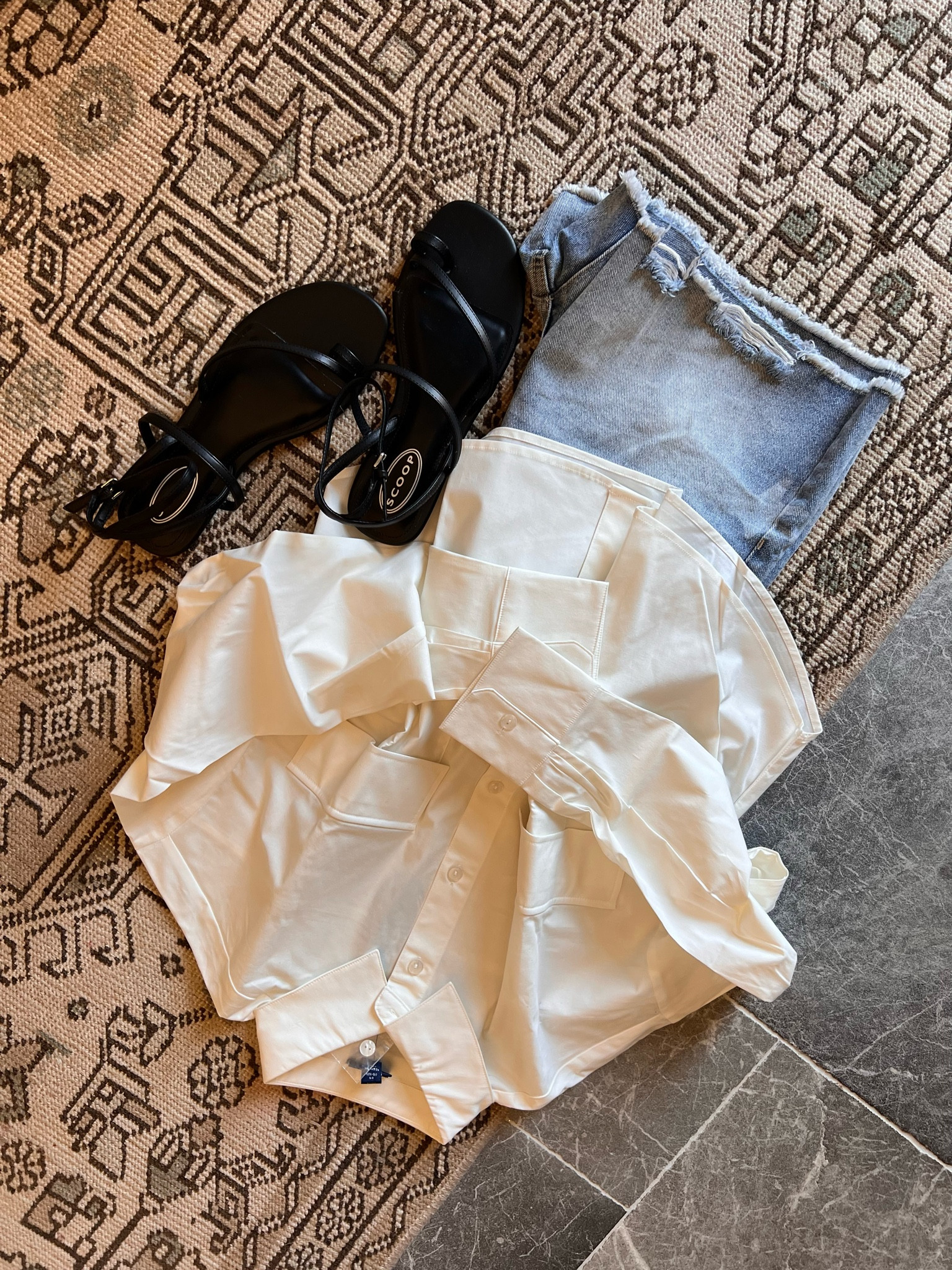 Just got this button down and denim shorts in from Walmart! Also found these black straps sandals too. Excited to try on and share!

@walmartfashion #walmartpartner

#LTKfindsunder50 #LTKstyletip