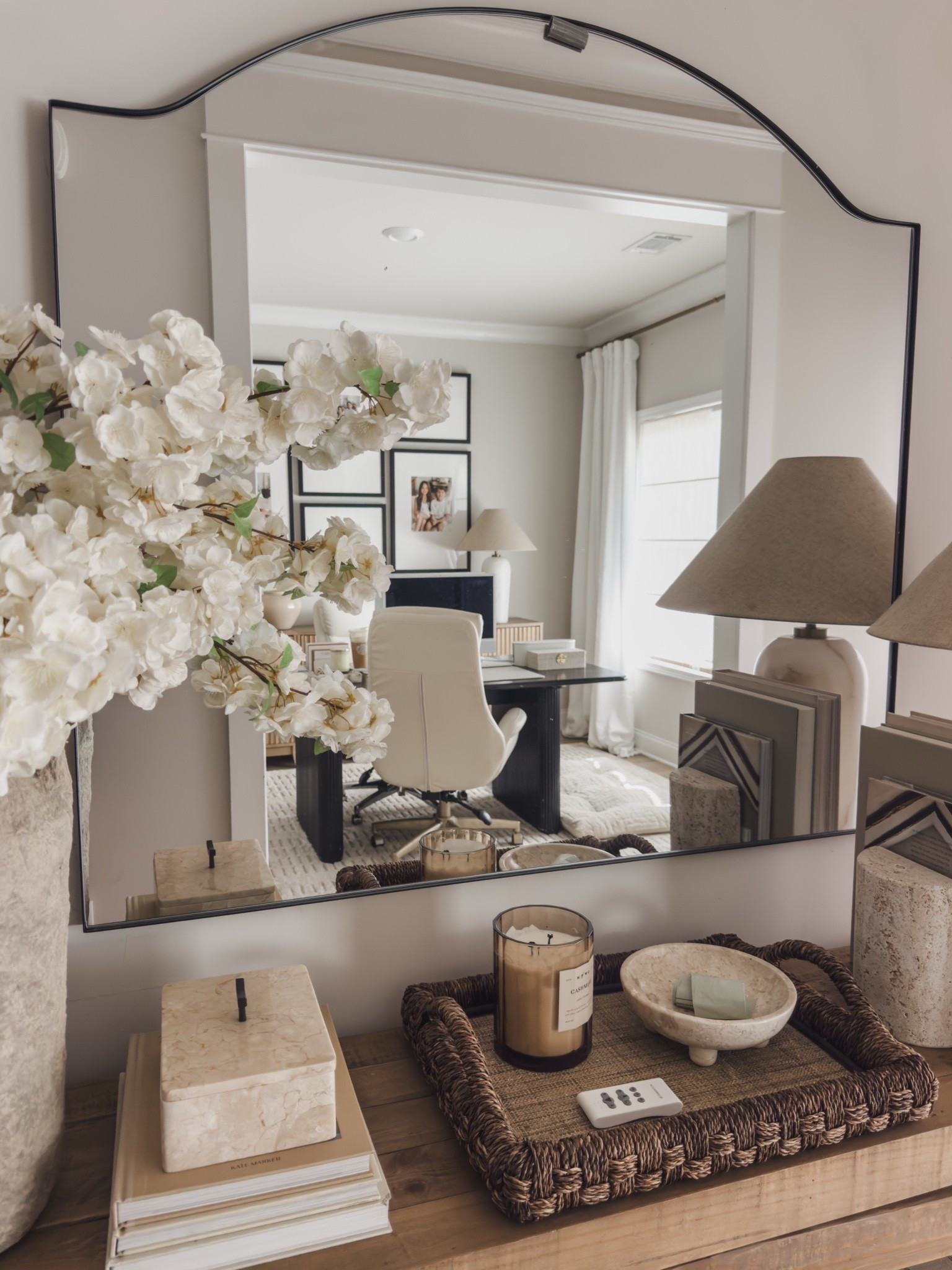 #AD A few of my favorite Wayfair finds are in spaces we use every single day. In my front entryway, the solid wood console table, striped ottomans, and alabaster lamp create a look that feels both welcoming and functional. In my office, I love using a dining table as a desk.. it gives me plenty of room to work, create, and easily accommodate a second workspace when needed. These are the pieces that not only look beautiful, but truly work for our everyday life. #wayfair #wayfair @wayfair