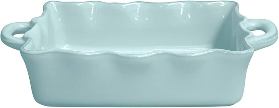 Casafina Ceramic 13.5" x 8.5" Rectangular Ruffled Baker - Cook & Host Collection, Robin's Egg Blu... | Amazon (US)