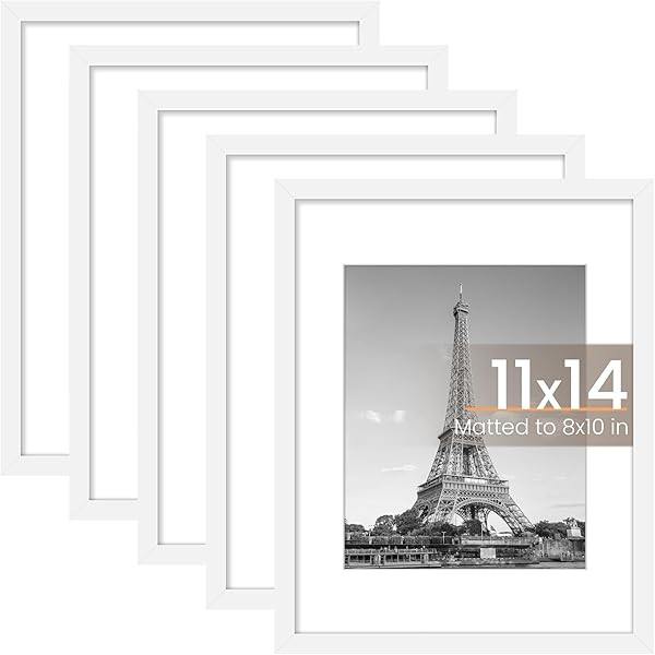 HappyHapi 8x10 Picture Frame Set of 6, 8x10 White Picture Frame Display Pictures 5x7 with Mat or ... | Amazon (US)
