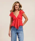 Lace & Swiss Dot Mesh Hanky Top | Buckle