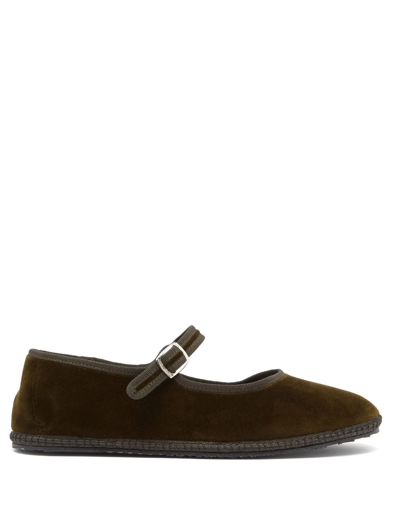 Whipstitched velvet Mary Jane flats | Matches (US)