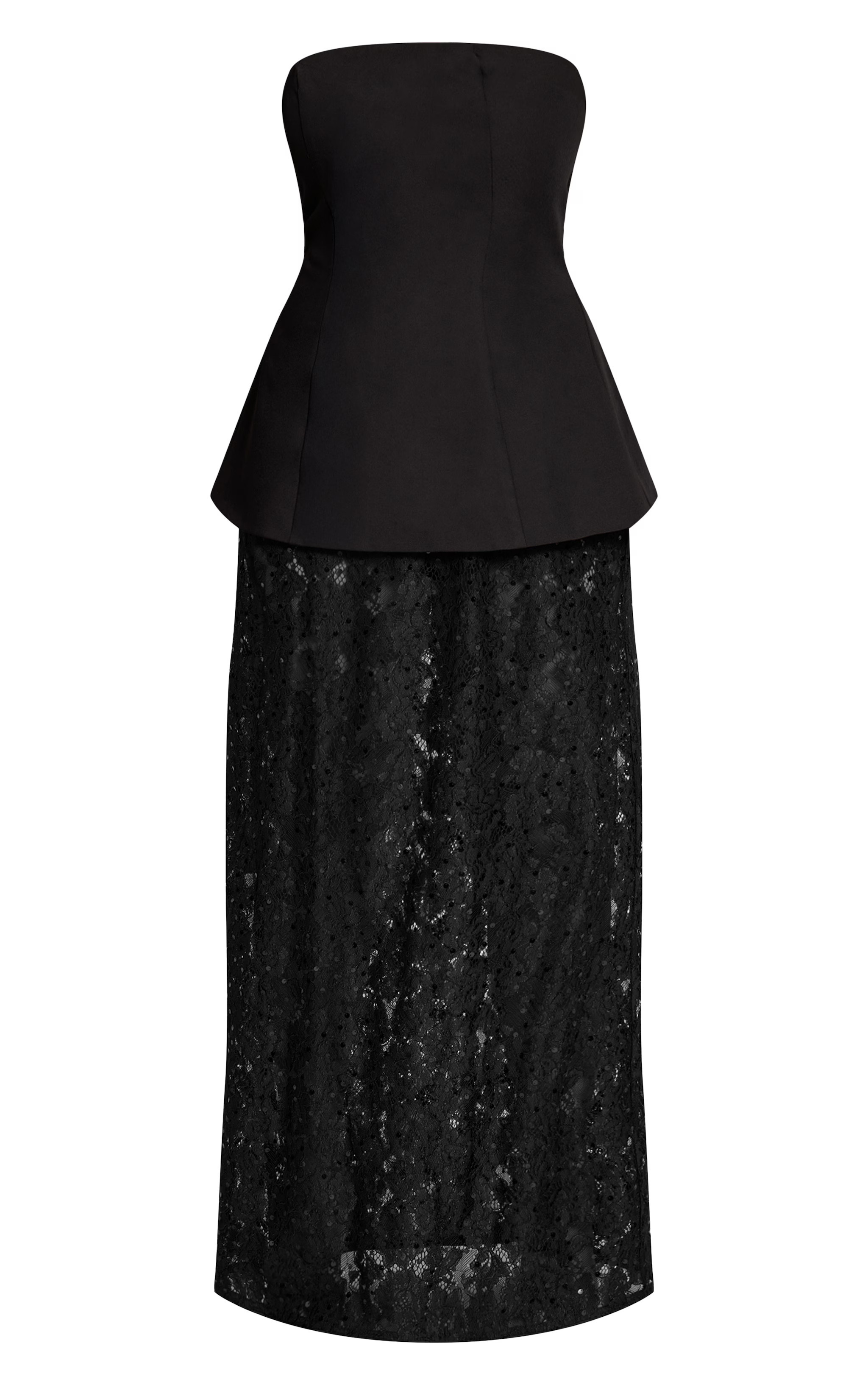 Shape Black Bandeau Lace Insert Maxi Dress | PrettyLittleThing UK