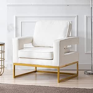 LukeAlon Elegant Velvet Accent Club Chair, Upholstered Armchair with Gold Metal Legs Modern Singl... | Amazon (US)