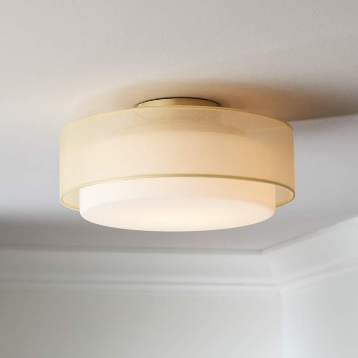 Possini Euro Gold Dual Shade 12 1/2" Wide Modern Drum Ceiling Light - #71N76 | Lamps Plus | Lamps Plus