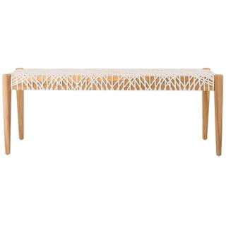 Bandelier Off-White/Natural Bench | The Home Depot