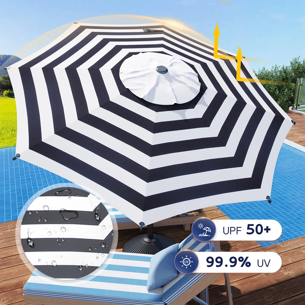 Lyon Market Umbrella with Crank Lift | Wayfair North America