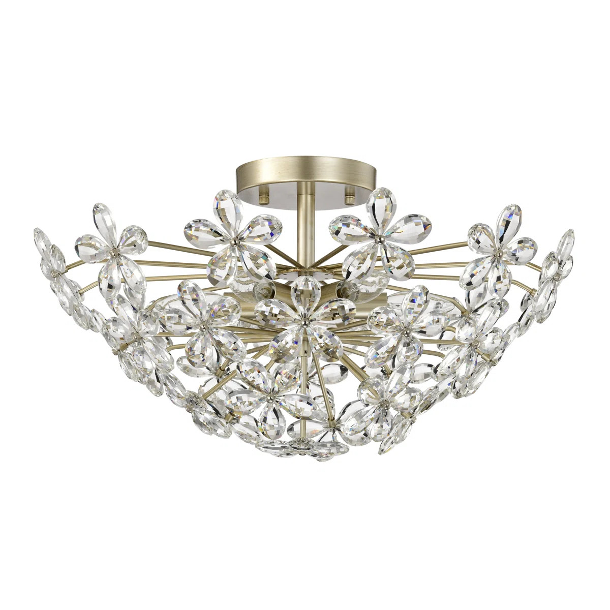 Jody 6-light 22.4" Brushed Silver-ish Champagne Ceiling Light Daisy Flower Crystal Flush Mount Ch... | Wayfair North America