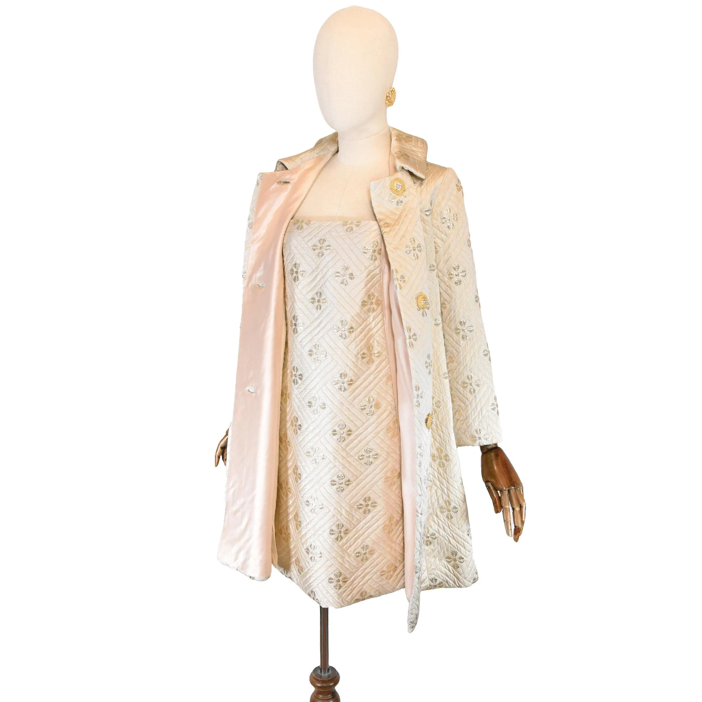 VINTAGE beige and gold brocade dress and coat set from the 60s. | Etsy (US)