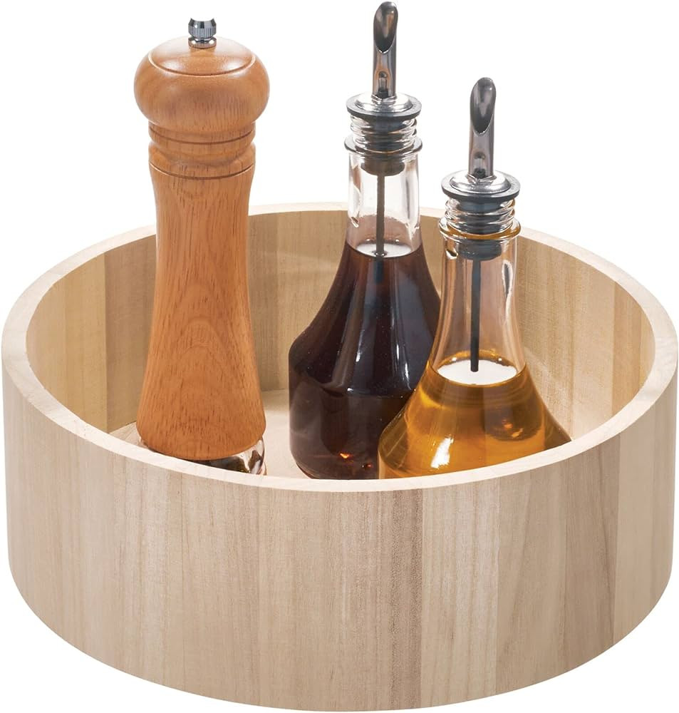 iDesign Renewable Paulownia Collection Tall Turntable Organizer, 10.5" x 4" x 10.5", Natural Wood | Amazon (US)