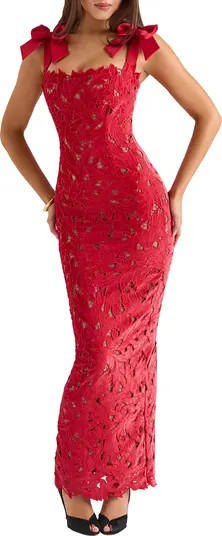 HOUSE OF CB Tiff-A Three-Piece Floral Embroidered Midi Dress | Nordstrom | Nordstrom