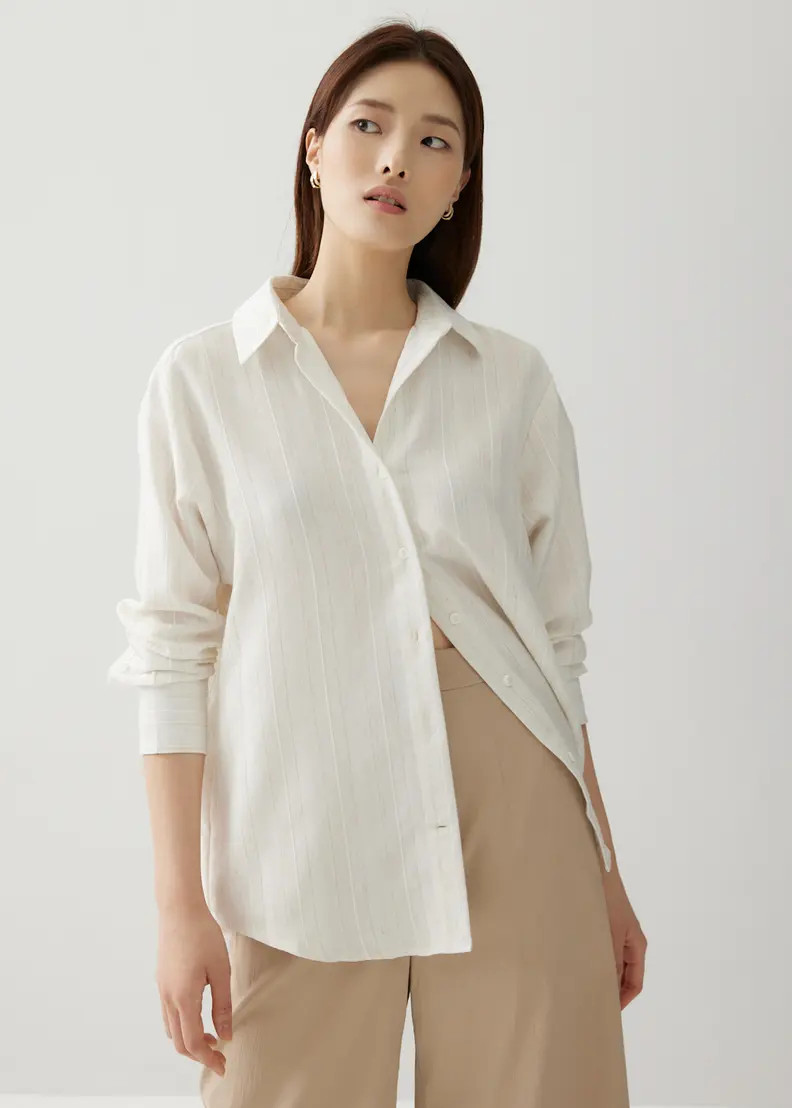 Alvina Relaxed Striped Linen Shirt | Love, Bonito USA