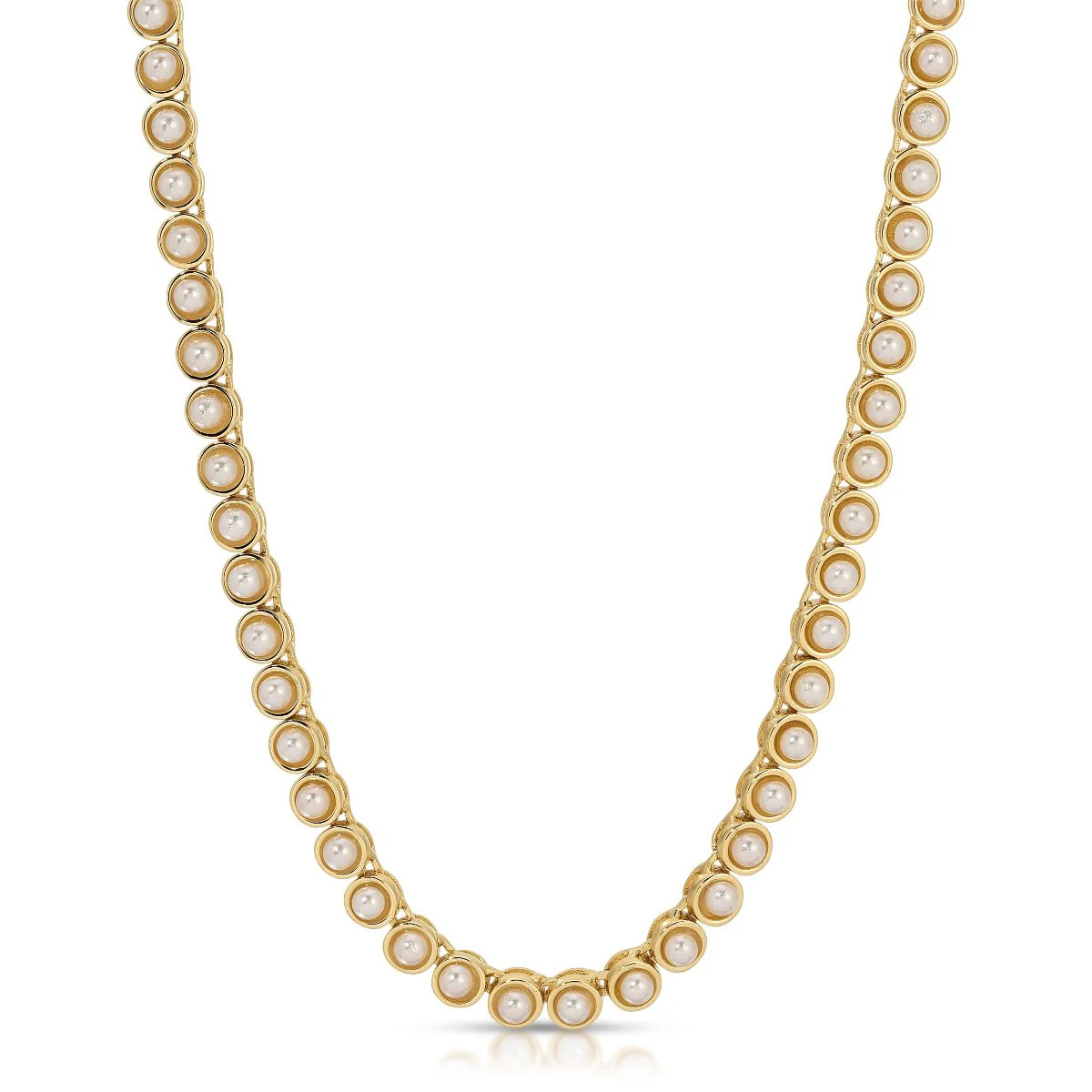 Tennis Necklace- Pearl - 16 inch | Elizabeth Stone Jewelry