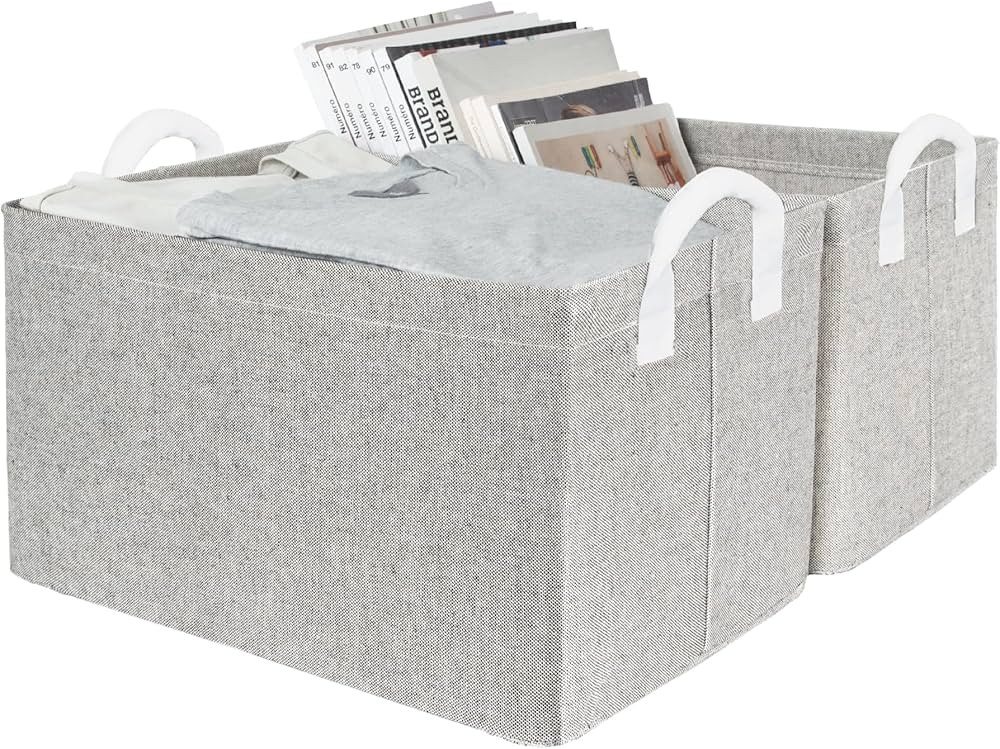 StorageWorks Large Storage Bins, Fabric Storage Bins for Shelves, Storage Baskets with Metal Fram... | Amazon (US)