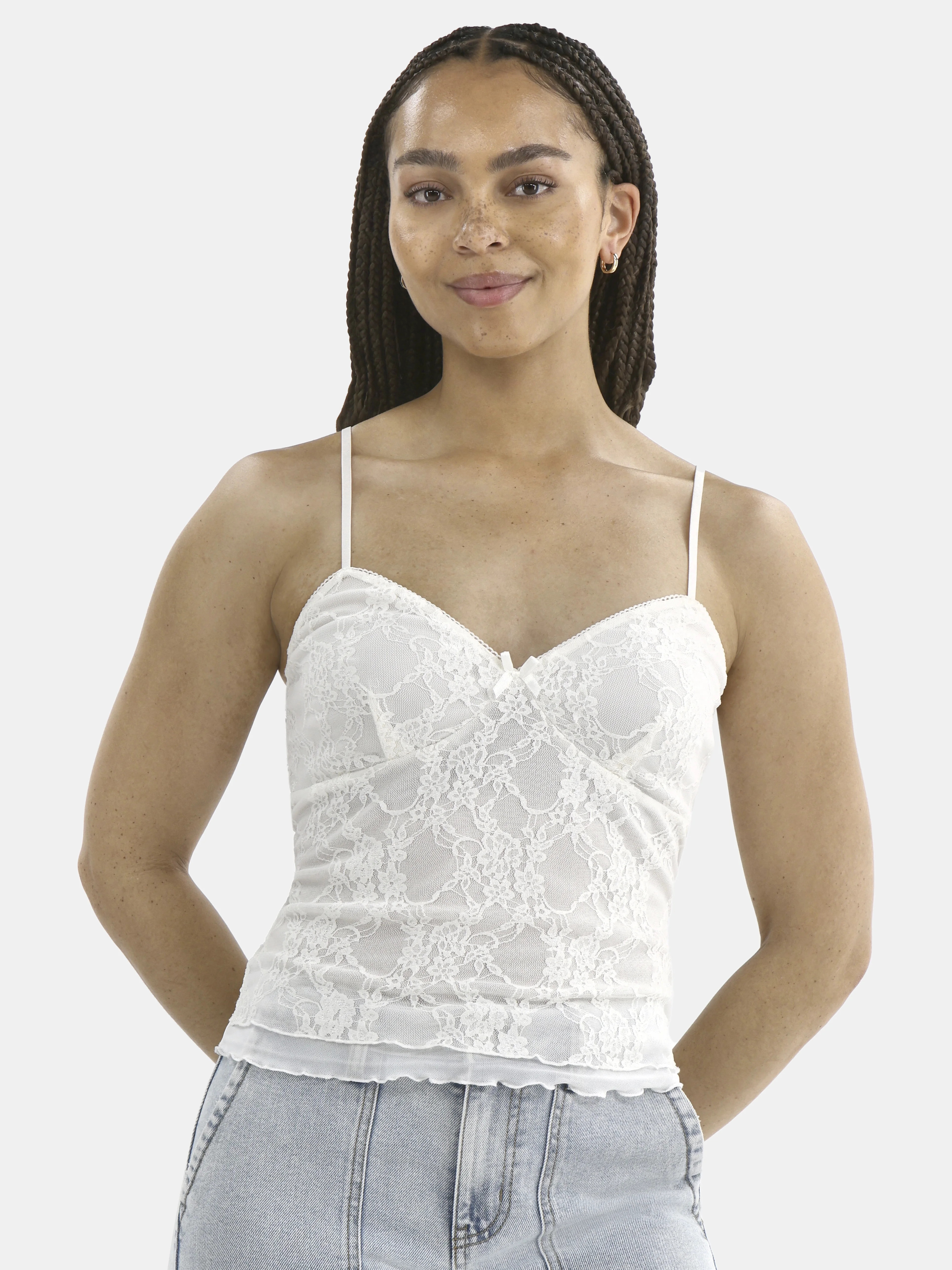 No Boundaries Lace Tank with Picot Trim, Women’s | Walmart (US)