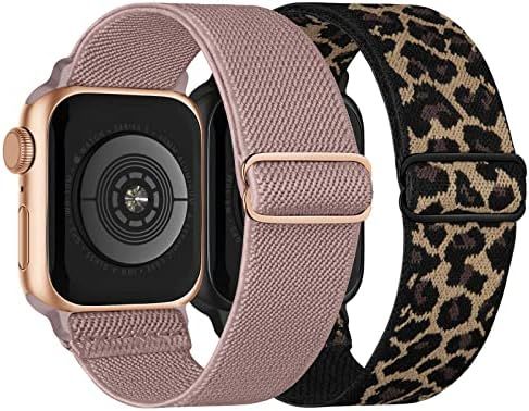 Stretchy Nylon Solo Loop Bands Compatible with Apple Watch 38mm 40mm 41mm, Adjustable Braided Sport  | Amazon (US)