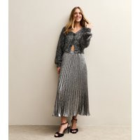 Women's Silver Foil Pleated Midi Skirt New Look | New Look (UK)