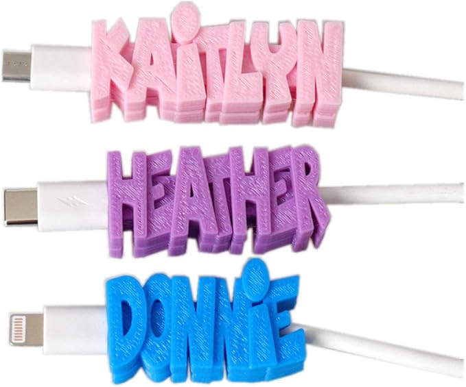 Personalized Custom 3D Name USB Charger Cable Clip Charger Label Clip for Phone | Amazon (US)