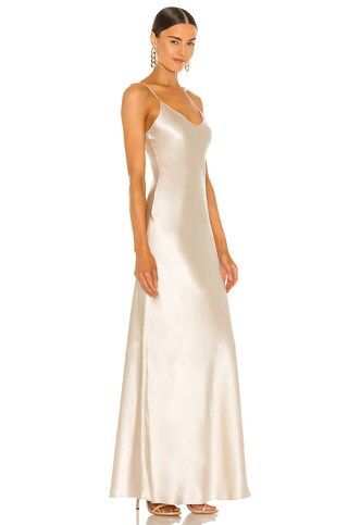 L'AGENCE Serita Maxi Bias Dress in Champagne from Revolve.com | Revolve Clothing (Global)