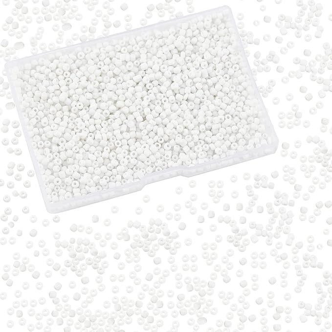 PH PandaHall White Seed Beads, 2000 Pcs 3mm 8/0 Glass Seed Beads Round Small Pony Bead Waist Bead... | Amazon (US)