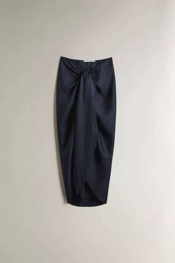 LONG LINEN BEACH SARONG WITH KNOT DETAIL | Zara US