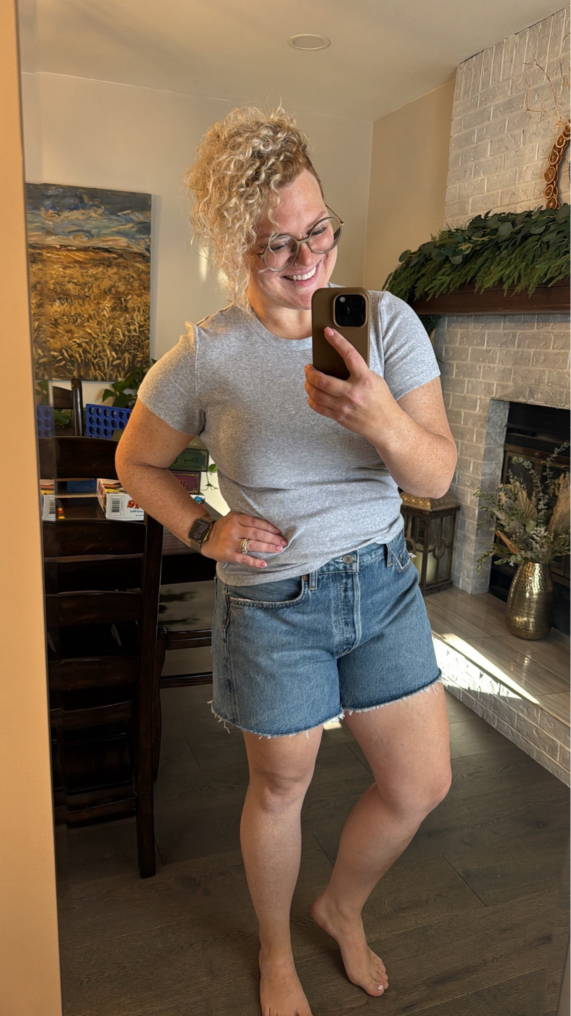 The CLASSIC Agolde Parker Long short. I love these as is, or with a rolled up cuff at the bottom. These are very forgiving that fit maybe a bit bigger then the normal sizing. I’m wearing a 29. They do have a button fly and are made of non stretch denim. 

Shirt is TNA. Size up on this one! It’s very fitted but has a nice stretch. Is ribbed, but a thinner material. This one has a beautiful high neckline and a nice sleeve length. I’m wearing a large  

#LTKstyletip #LTKitbag #LTKmidsize