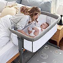 TCBunny 2-in-1 Baby Bassinet & Bedside Sleeper, Adjustable Portable Crib Bed for Infant/Newborn Baby | Amazon (US)
