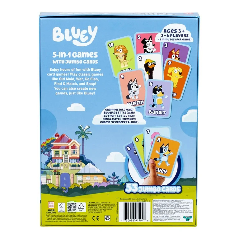 Bluey 5 Family Favorites Card Game Set, Includes Fun Bluey Versions of Snap, War, Go Fish, Old Ma... | Walmart (US)