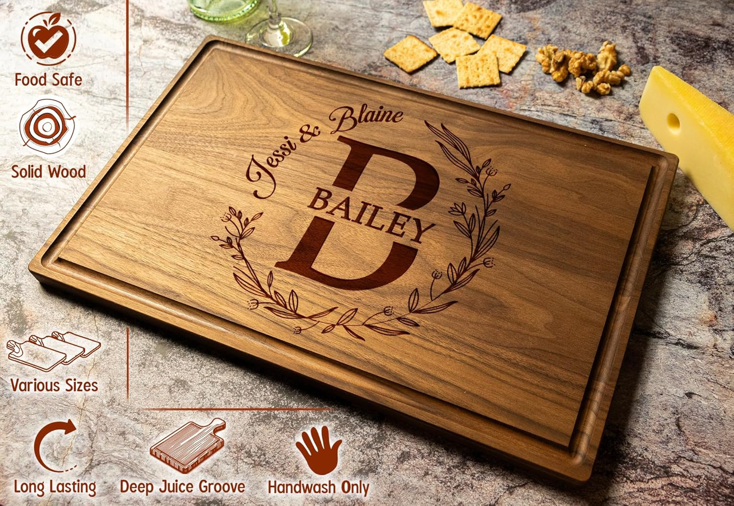 Silveroy Customized Love: Personalized Engraved Wood Cutting Boards for Couples - Ideal Gift for ... | Amazon (US)