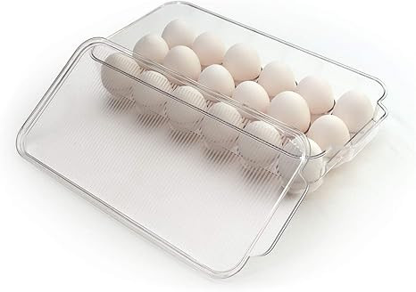 Totally Kitchen Plastic Egg Holder, BPA Free Fridge Organizer with Lid & Handles, Refrigerator St... | Amazon (US)