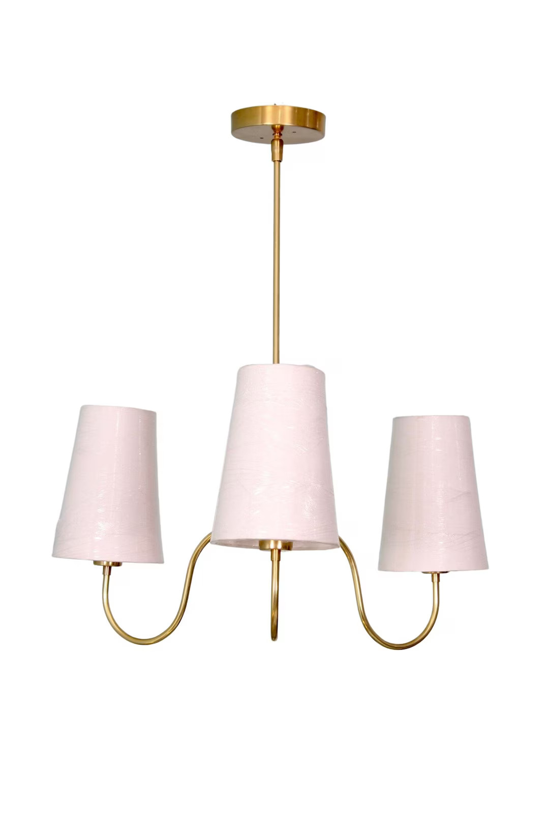 3 Light Art Deco Raw Brass Chandelier Light Fixture - Etsy | Etsy (US)