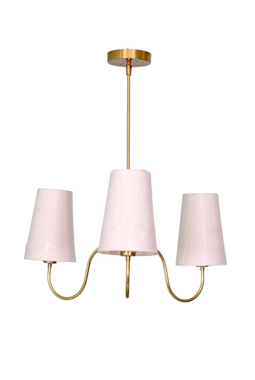 3 Light Art Deco Raw Brass Chandelier Light Fixture - Etsy | Etsy (US)