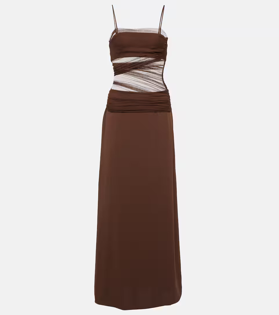 Sheer-detail ruched maxi dress | Mytheresa (INTL)