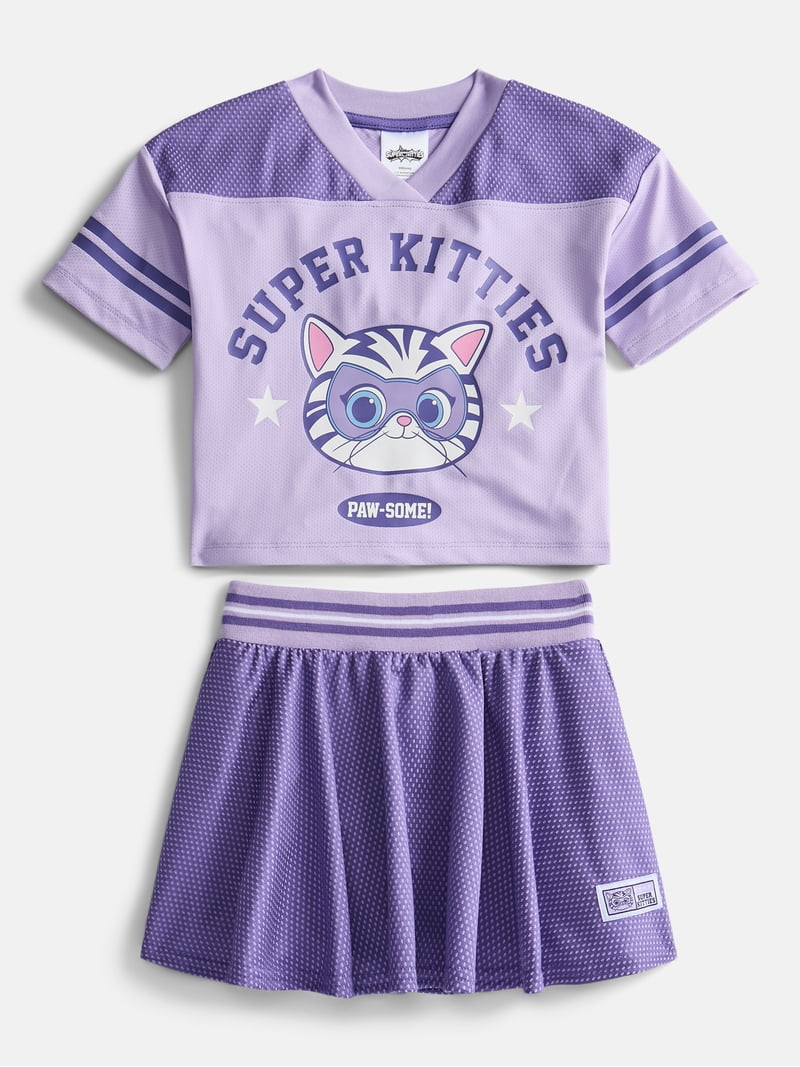 Super Kitties Toddler Girls Short Sleeve Graphic Jersey and Skirt Set, 2Piece, Sizes 12M-5T | Walmart (US)
