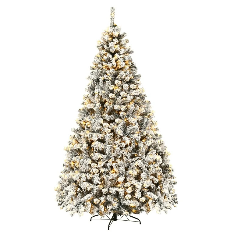 Costway 9 ft Pre-Lit Premium Snow Flocked Hinged Artificial Christmas Tree with 550 Lights | Walmart (US)