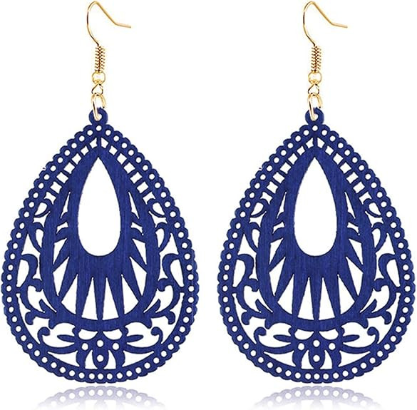 Handmade Bohemian Geometric Wood Earrings for Women Vintage Bohemian African Nature Wooden Earrin... | Amazon (US)