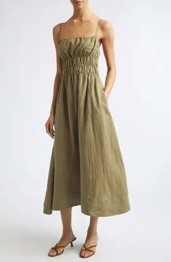 STAUD Ayla Linen Midi Sundress | Nordstrom | Nordstrom